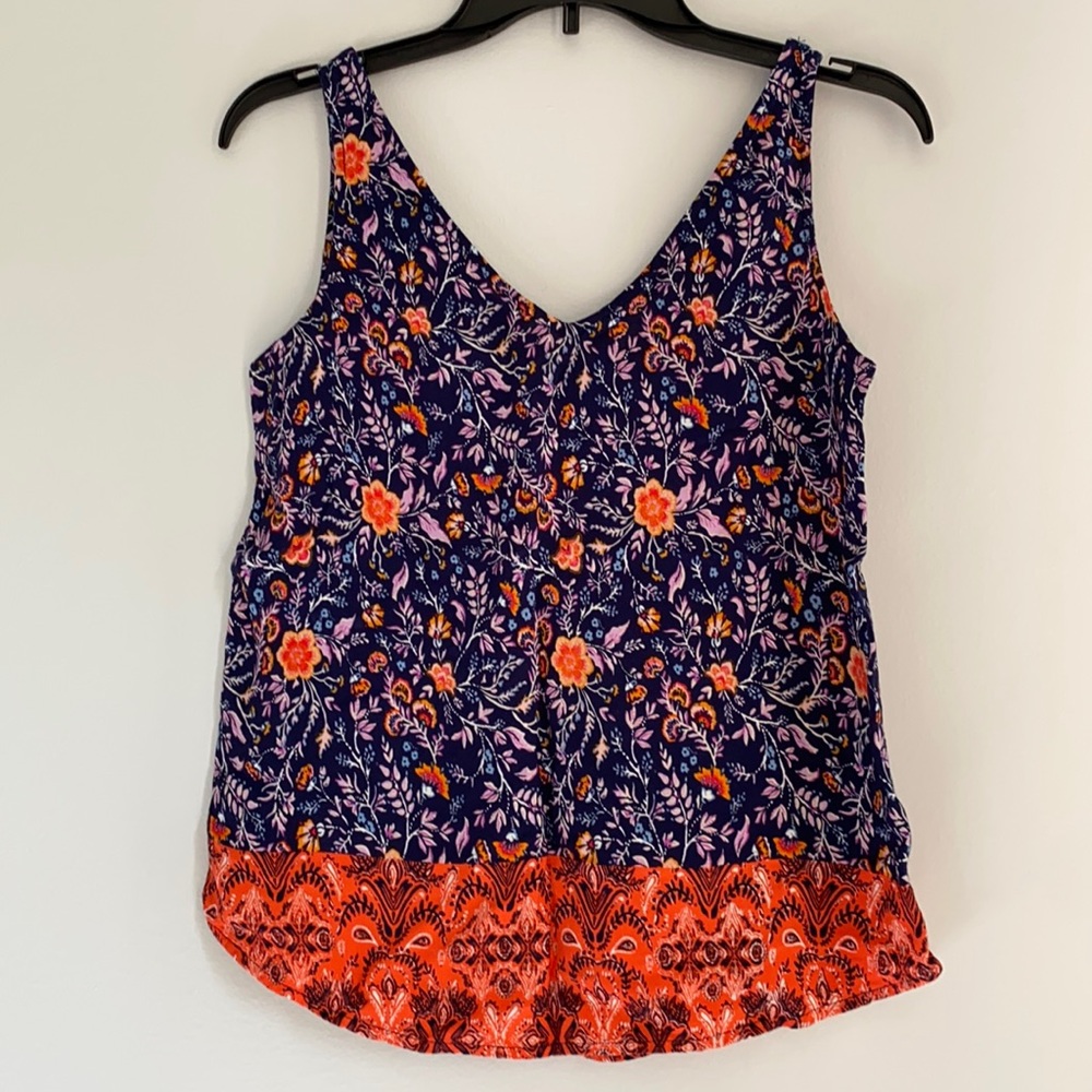 Floral v neck tank top